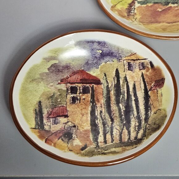 William Sonoma Tuscan Appetizer Plate Ceramic Portugal Oval Oil Dip Dish 5 inch - Picture 2 of 6